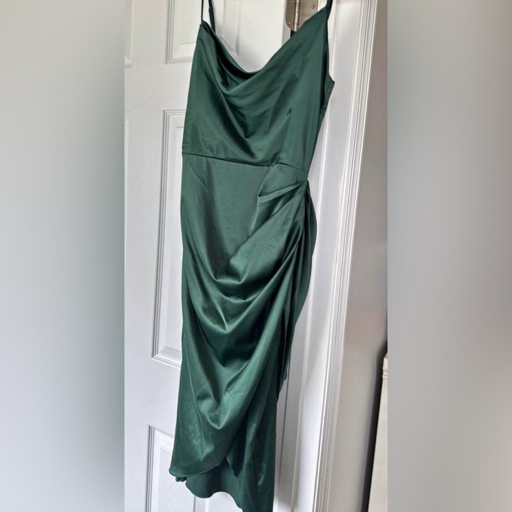 Elegant Green Satin Dress